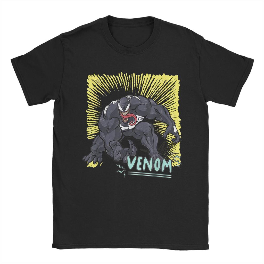 Genuine Authorized Venom Graphic Pen Colorful Vintage Print T-Shirt Men's Short Sleeve Relaxed TopLoose Plus Size Top