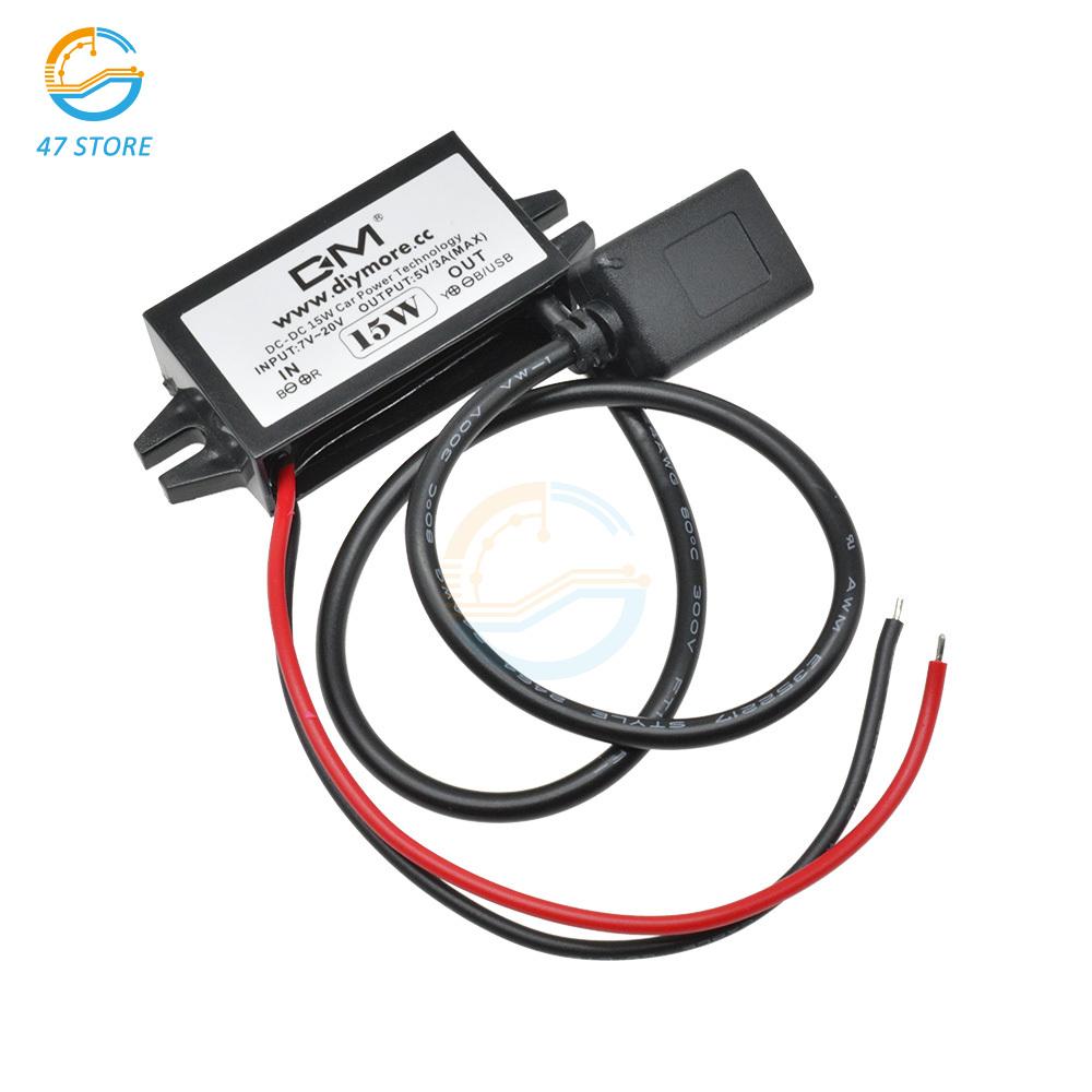DC-DC Step Down Buck Converter Power Supply Module for Car 12V to 5V 3A 15W for Car Male Female USB Mini USB Micro USB Adapter
