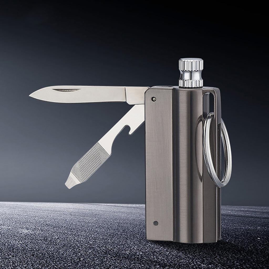 Outdoor Portable Lighter Bottle Keychain With Containing Cotton Core