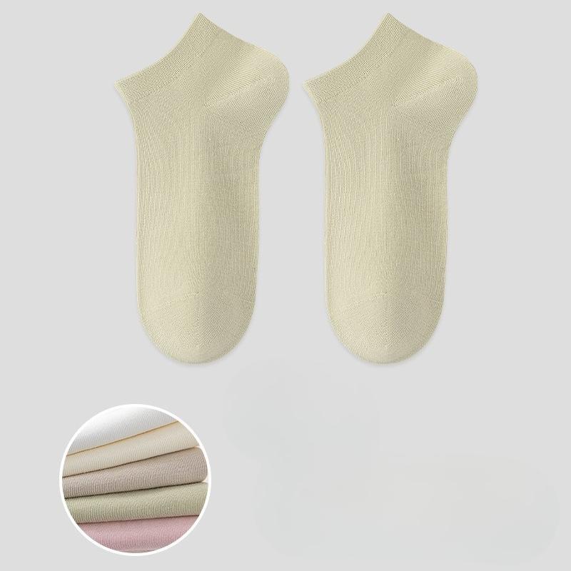 Women's Summer Thin Cotton Pure Color Mesh Breathable Sweat Absorption Deodorant Boneless Socks