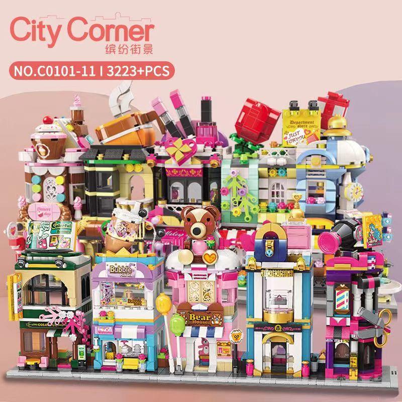 Keeppley Colorful Creative Street View Building Blocks City Streetscape Aquarium Pub Dessert Store Model Bricks Toy For Kid Gift