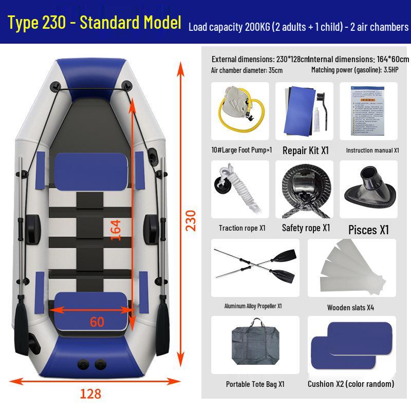 Durable Hard-Bottom Inflatable Rubber Dinghy Kayak for Fishing & Lifesaving