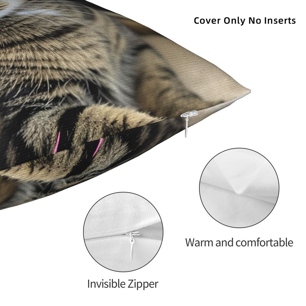 Tabby Cat Pillow Cover Print Cushion Cover Vintage Pillow Case For Sofa Bedroom Home Decor