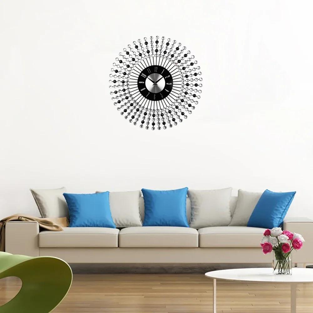 Luxury Design Large Wall Clock Diamond Metal Art Clock Duvar Saati Murale Reloj Mural Morden Design For Home Decoration K3X7D4