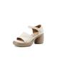7Cm Retro Leather High-heeled Open-toed Sandals Women's Summer New Thick-heeled Thick-soled Leather One-word Buckle with Roman Sandals~