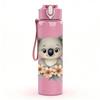 1PC Cute Koala Eucalyptus Print 750ml Color Plastic Sports Water Bottle Leakproof Flip Straw Lid Suitable for Sports Office Home Use