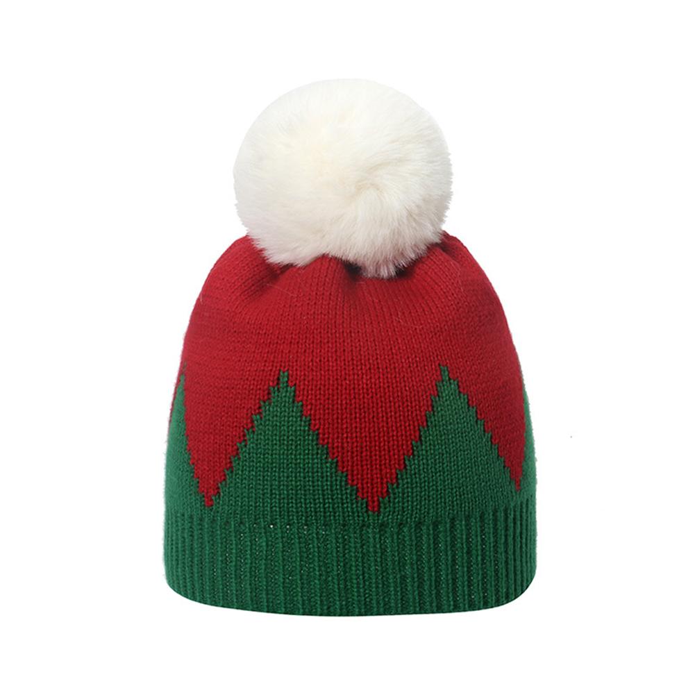 100% Acrylic New Red And Green Stitching Wool Hat Foreign Trade Holiday Wild Knitted Hat Christmas Hat Women