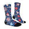 Women’s Breathable Comfortable Crew Socks with Independence Day Print Soft Stretchy Fabric Medium Length Design for Daily Wear