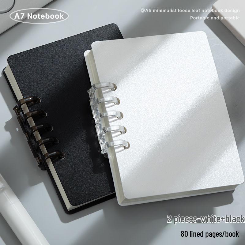 A7 Transparent Minimalist Loose-Leaf Spiral Pocket Notebook, Lined for Single Words