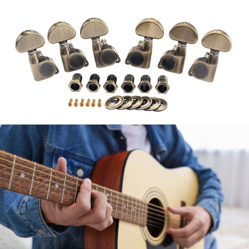 6Pcs Locking Guitar String Tuning Pegs Copper Alloy Machine Head Tuners Tuning Key for Electric Acoustics Guitar