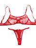 Embroidered Splicing Hollow Design Two Piece Set Underwear
