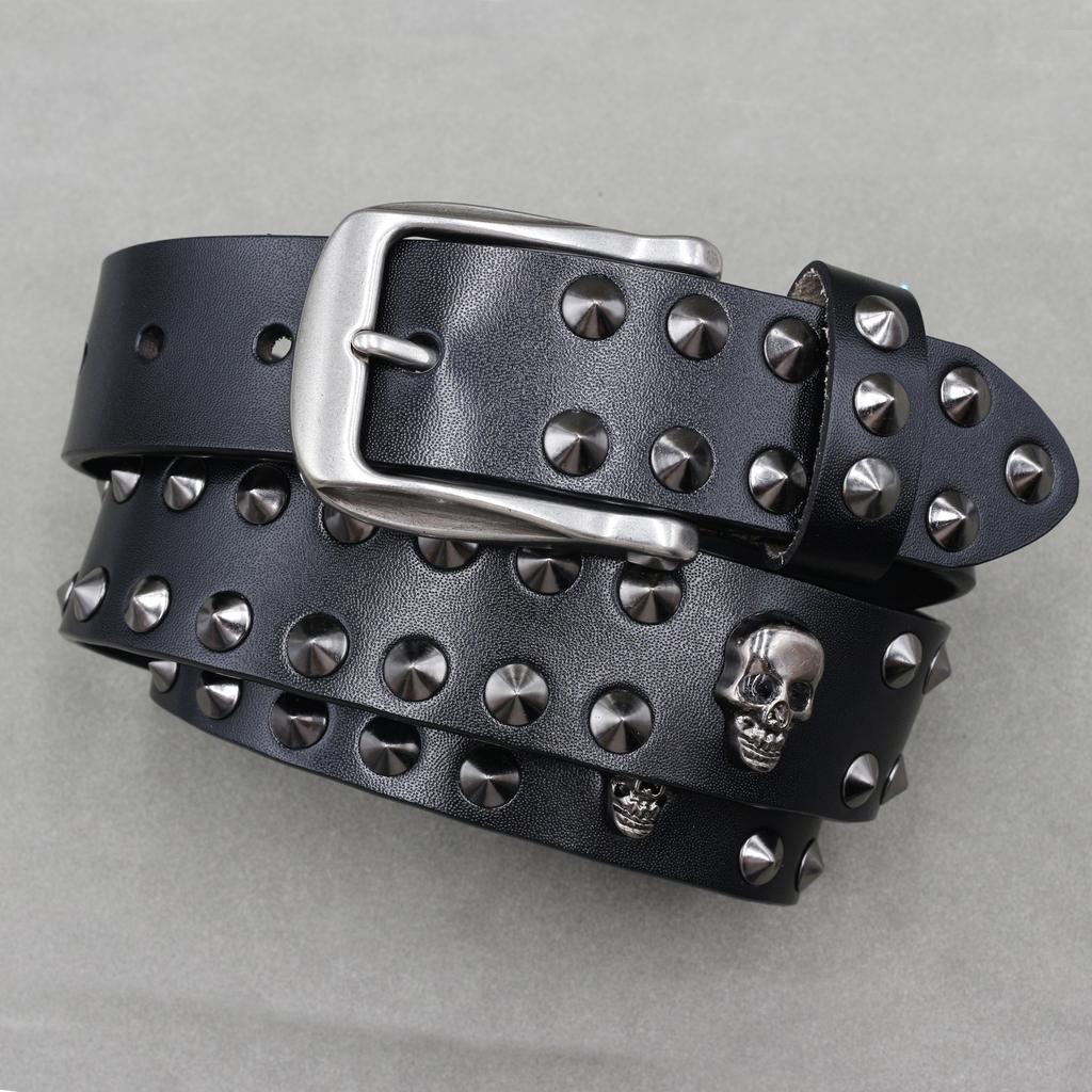 Metal Rivet Belt Luxury Designers Men Rivet Punk Belt Cow Genuine Leather Cintos Masculinos Male Women Rock Hip Hop Strap Waist