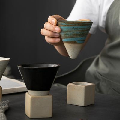 Tazza da Caffè Conica Stile Giapponese Retro Tazza da Caffè in Ceramica Ceramica Grezza Tazza da Tè Tazza da Latte per Casa Ufficio