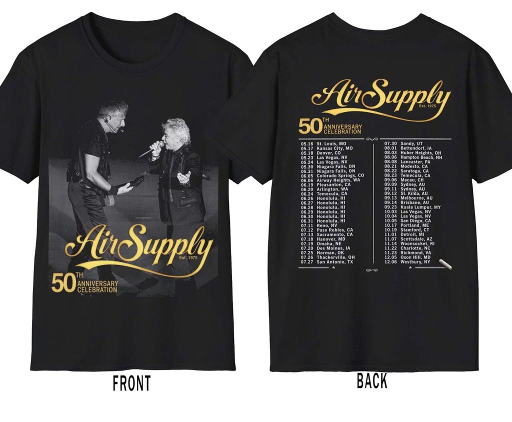 Air Supply World Tour 2026 Shirt, 50 Th Anniversary Celebration T-Shirt
