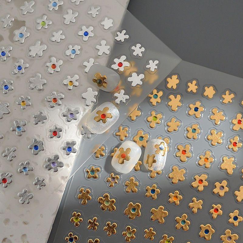 

Flower Gilding Nail Stickers Imitation Colorful Crystals Adhesive Nail Sticker Notebook DIY Stickers Stylish Mobile Phone Stickers 372 Silver Default