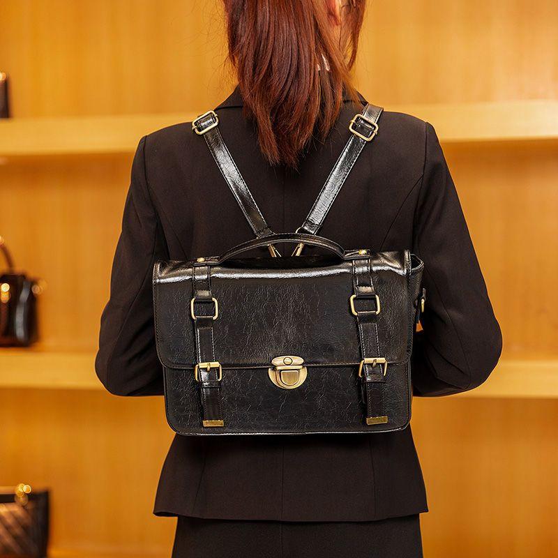 Винтажная черная сумка-мессенджер для женщин — фото 3