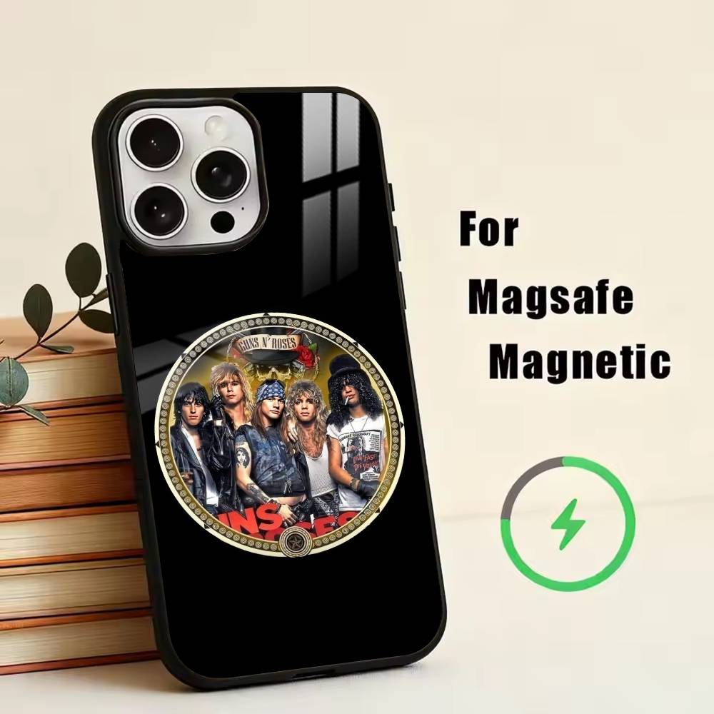 Band G-Guns N' Roses Phone Case For Magsafe Wireless Charging For iPhone17,16,15,14,13,12,11 Plus,Pro Magnetic