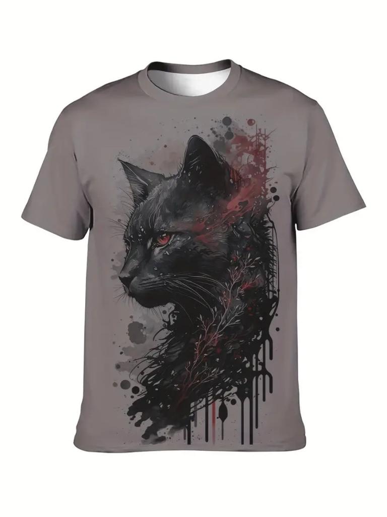 Funny Men's T Shirt Aniaml Cat 3D Printed Men's T-shirt Summer Casual Short Sleeve Street Fashion Crew Neck Pullover Male Oversized