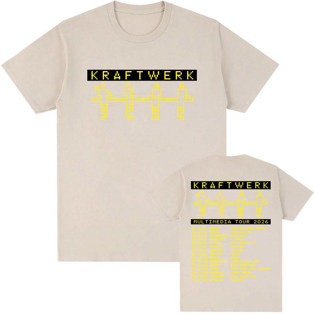 Kraftwerk MULTIMEDIA TOUR 2026 Tricouri Mânecă Scurtă Bumbac Bărbați Tricou Fashion Unisex Streetwear Imprimeu Grafic Îmbrăcăminte Casual