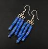 Natural Blue Ethiopian Opal Earrings, Multi Fire Beads, 925 Sterling Silver