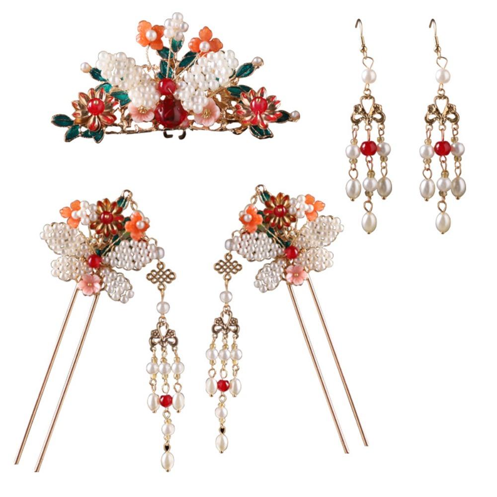 Tassel Chinese Style Hairpin Set Pearl Butterfly Hair Comb Hanfu Hair Stick  Hairstyle Tool