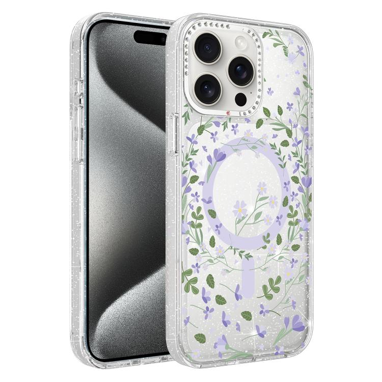 Flower Pattern IMD Glitter Magnetic Phone Case