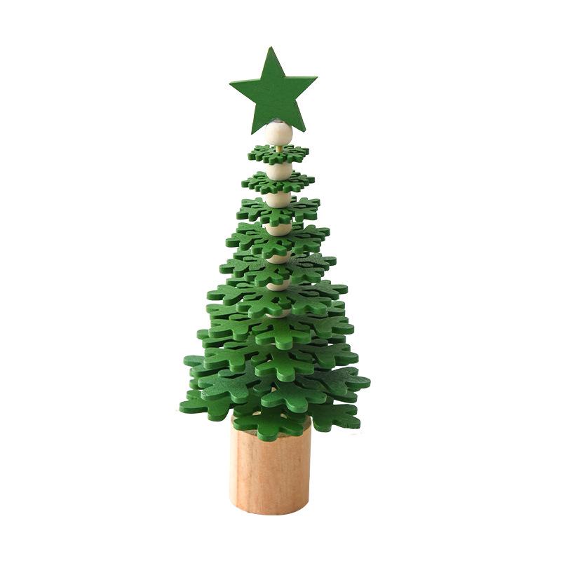 NUCHI Mini Wooden Christmas Tree Desktop Ornament Scene Decor