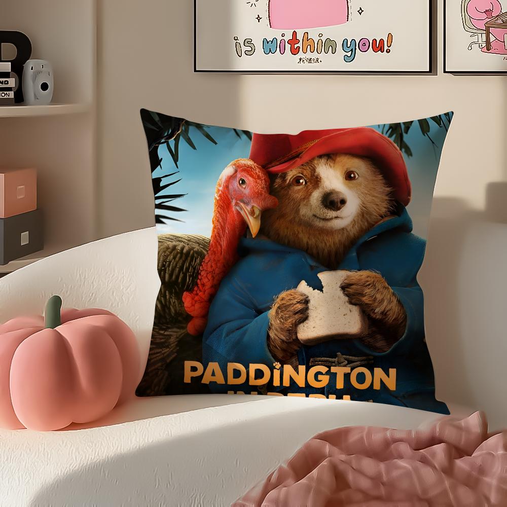 Cute Charming British Cartoon PPaddington Bear Cushion Cover Pillowcase Short Plush Invisible zipper Room Sofa Cushion Cover