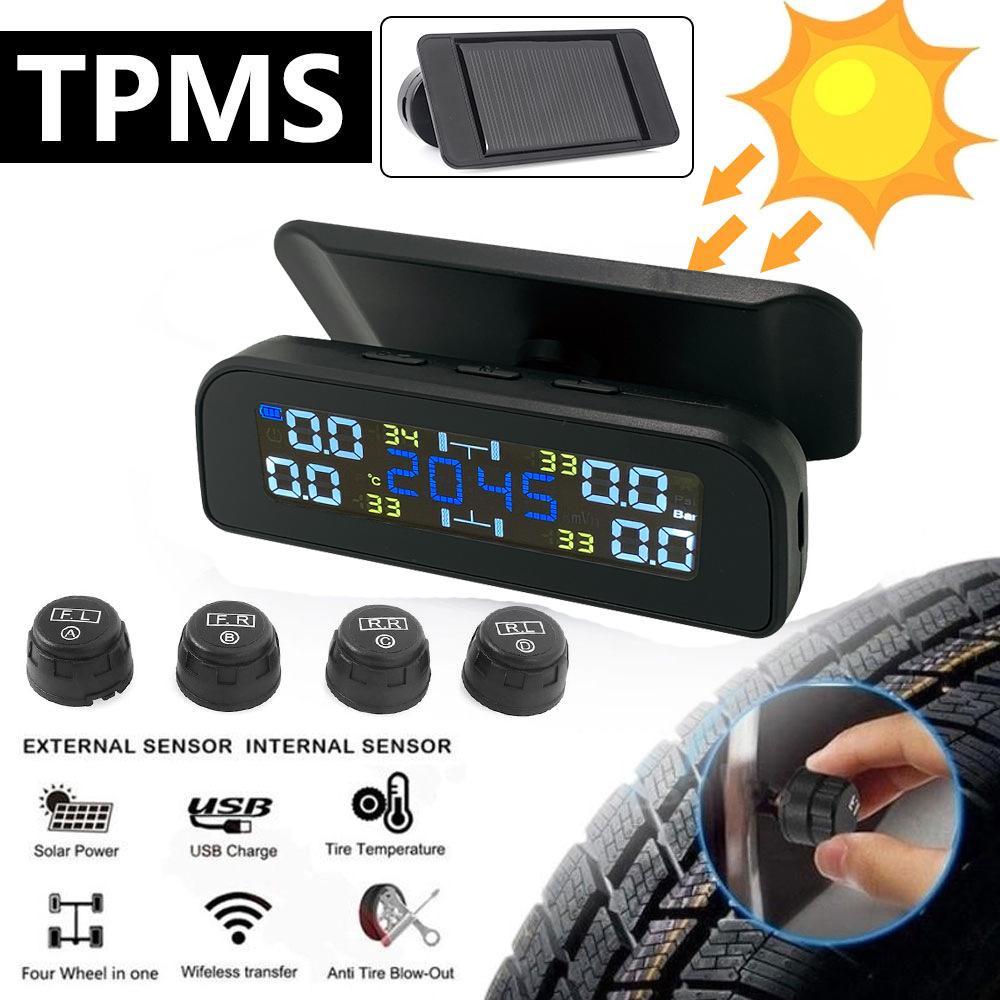 

1 Беспроводная солнечная TPMS ЖК-система контроля давления в шинах автомобиля 4 внешних датчика