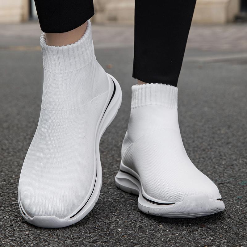 High‑Top Sock Shoes Women Slip‑On Casual Sneakers Breathable Knitted Sports Shoes Lightweight Non‑Slip Walking Footwear