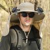 Men's Summer Outdoor Fan Hat, Rechargeable High-Wind Sun Hat Wide Brim UV Protection Hiking Bucket Hat