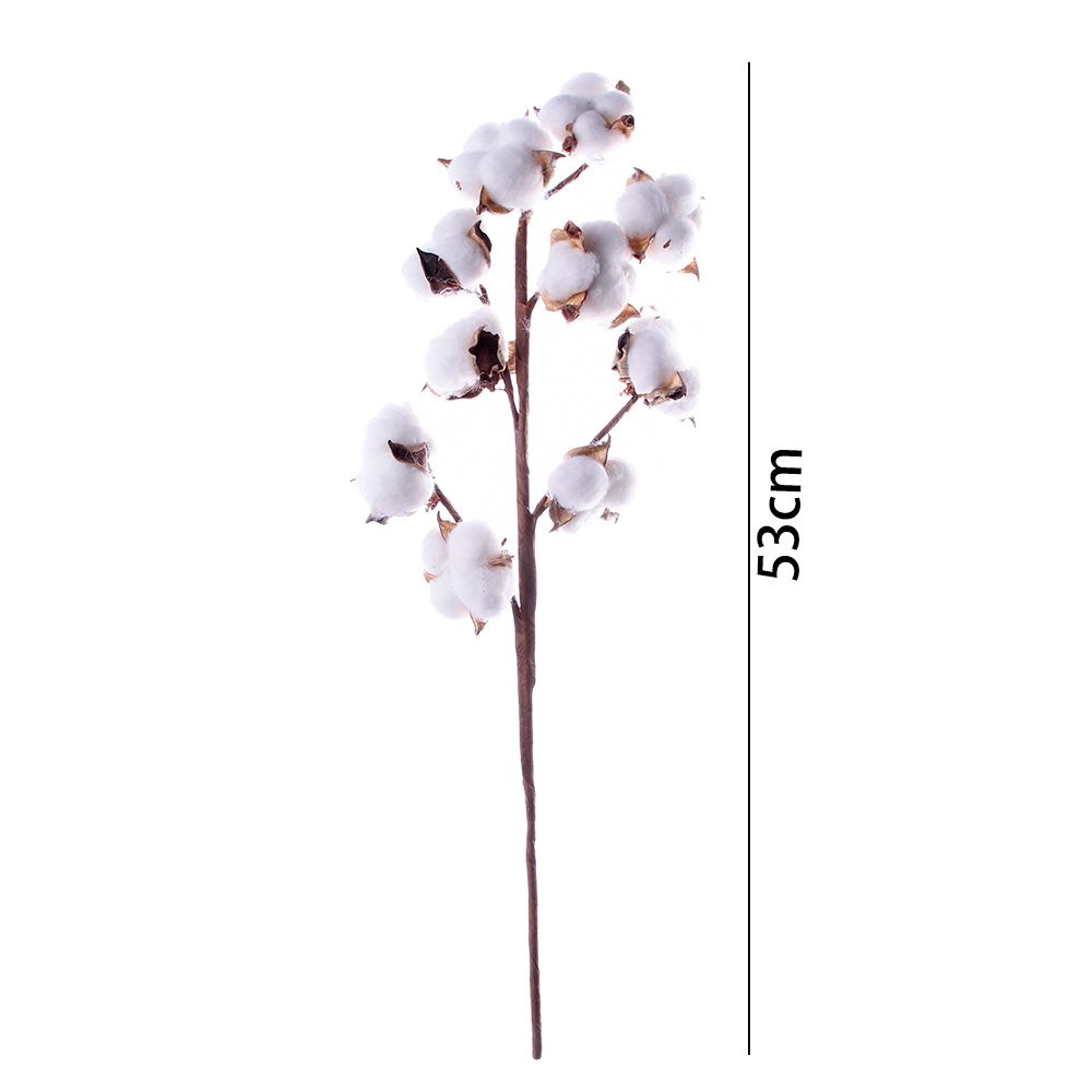 Natural Fake Flower Wedding Decoration Cotton Stem Floral Branch Dried Cotton Flower Artificial Plants