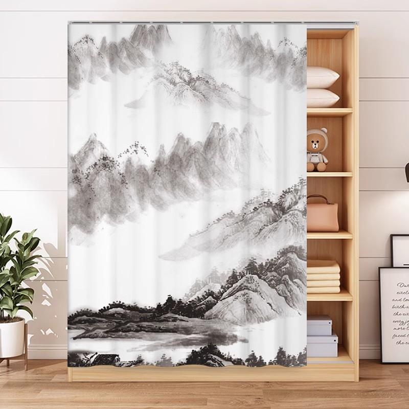 

Шторка для шкафа, шторка для двери без перфорации, ткань для чехла для гардероба, ткань для чехла для книжной полки, подставка для обуви, чехол от мусора, пылезащитная ткань, шторка W80xH100cm&Velcro