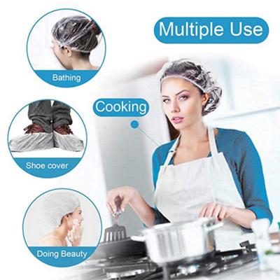 100Pcs/Set Shower Cap Disposable Waterproof Wear Resistant Dustproof Loose Transparent Comfortable Waterproof Headwear Hair Dye Cap Cover for Female