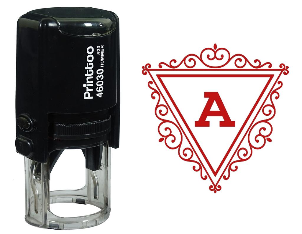 Printtoo A Alphabet Swirl Border Triangle Monogram Initial Self Inking Rubber Stamp Office