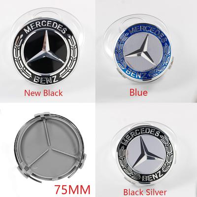 4Pcs 75MM Black Blue Wheel Center Cap Logo Hub Cover Badge Emblem For Mercedes Benz AMG W205 W204 W202 W210 Car Accessorie