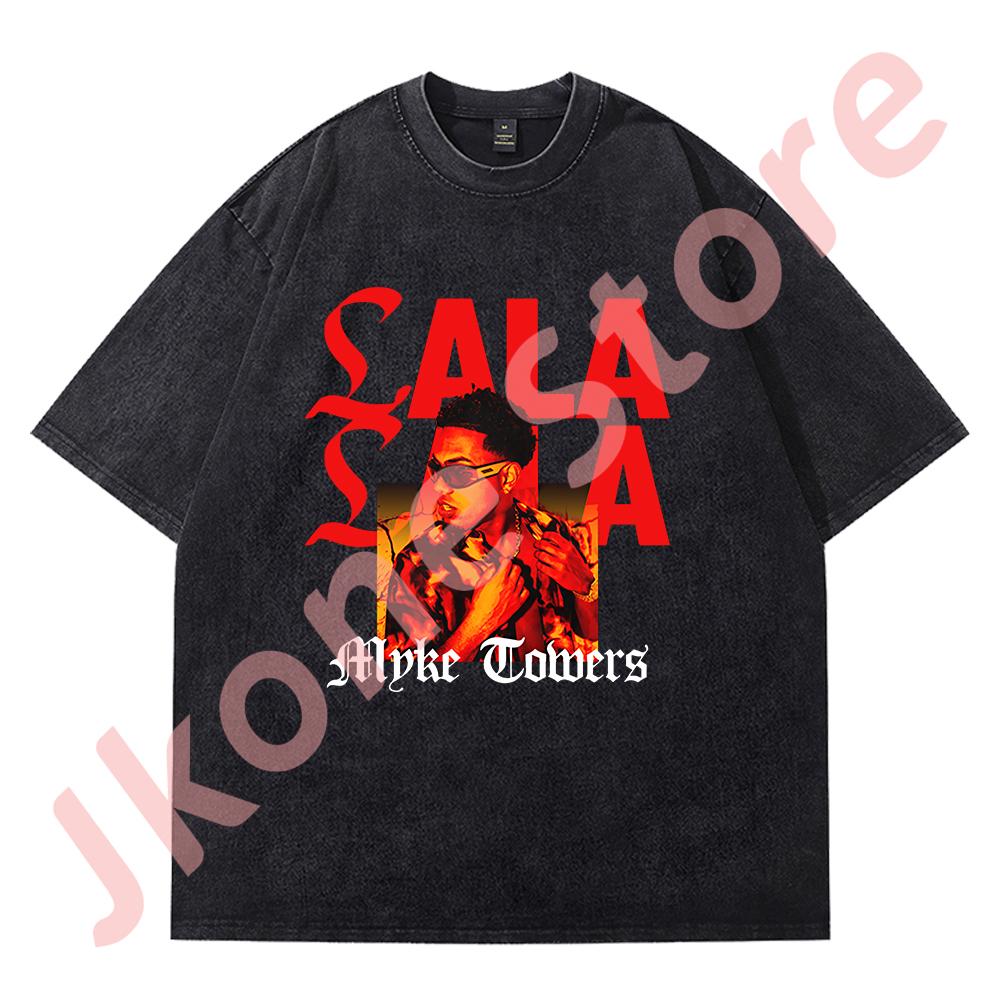 

Myke Towers LALA Photo TShirts 2024 Album Tour Merch Vintage Wash Cotton Tee Women Unisex Fashion HipHop Short Sleeve M