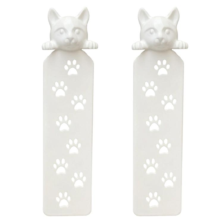 

2Pcs Feline Inspired Plastic Bookmarks Textbook Fiction Page Holder Birthday Gift For Book Lovers And Students Reading белый