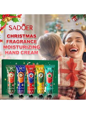 5Pcs Set Christmas NOURISH HAND CREAM Brighten Skin Tone Moisturize Hand. Moisturiz Sooth Hand. Impr