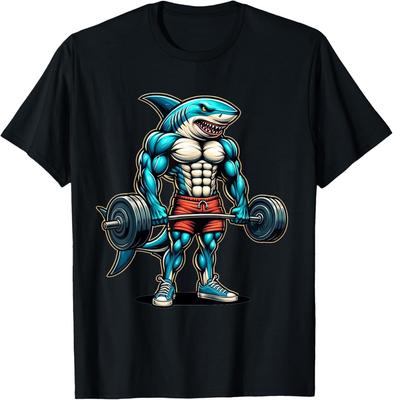 Funny Cool Shark Weightlifting Bodybuilder Muscle Fitness T-Shirt Unisex T-Shirt