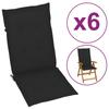 Day and Night - Day and Night High Back Garden Chair Cushion 6 Pcs Black Fabric 120x50x3cm
