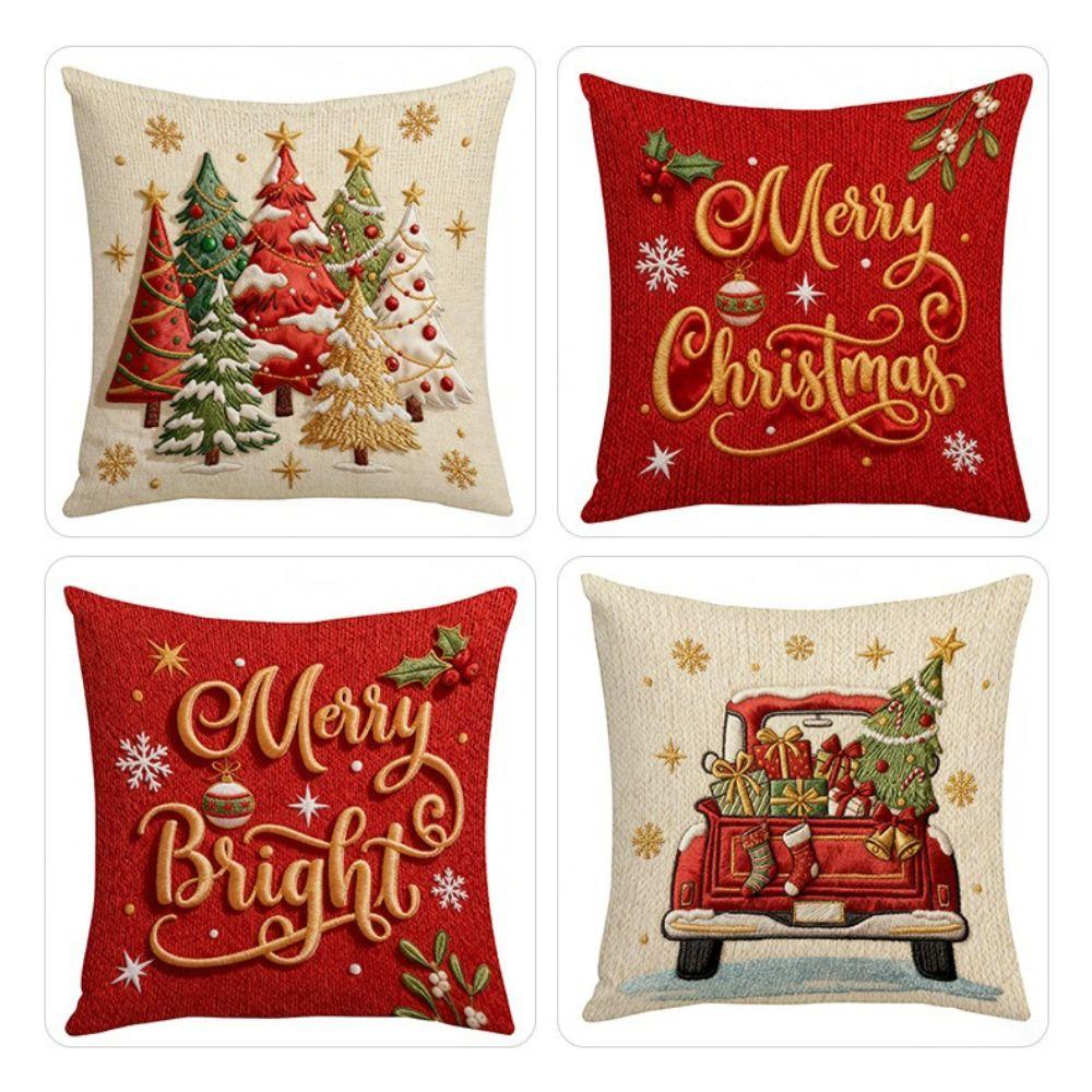 Machine Washable Christmas Pillow Covers 45x45 cm Square Pillow Case  Holiday Season