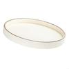 Elegant Round Leather Jewelry Display Tray For Home Decor With Gold Trim And Raised Edges Preventing Item Slips