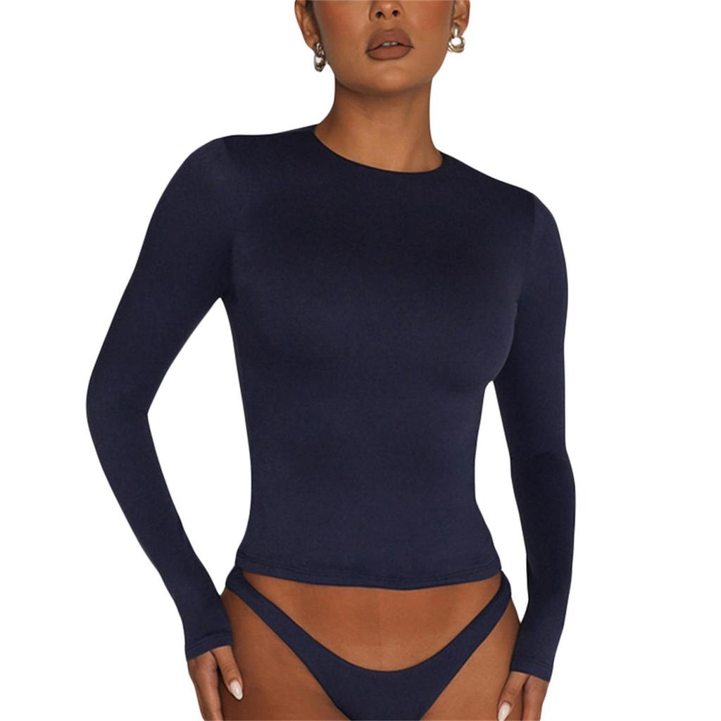 European and American Women's Casual Slim Fit Long Sleeve Pullover T-shirt Streetwear Set