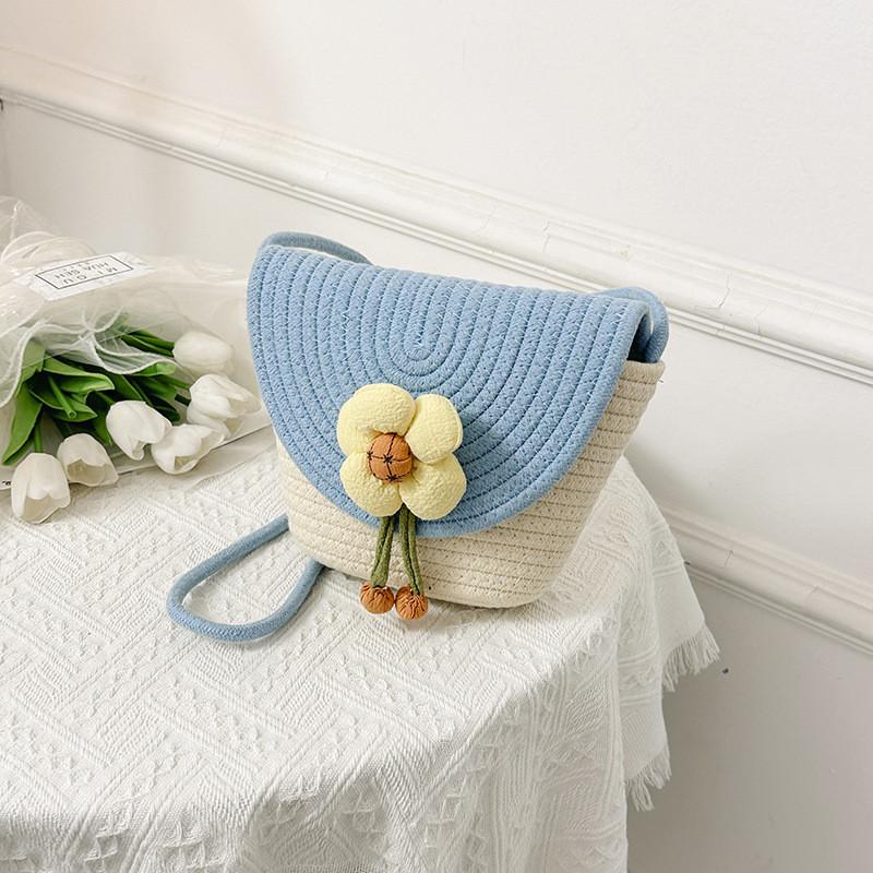 Chic Colorblock Woven Floral Shoulder Bag Ideal For Daily Casual Summer Outfits