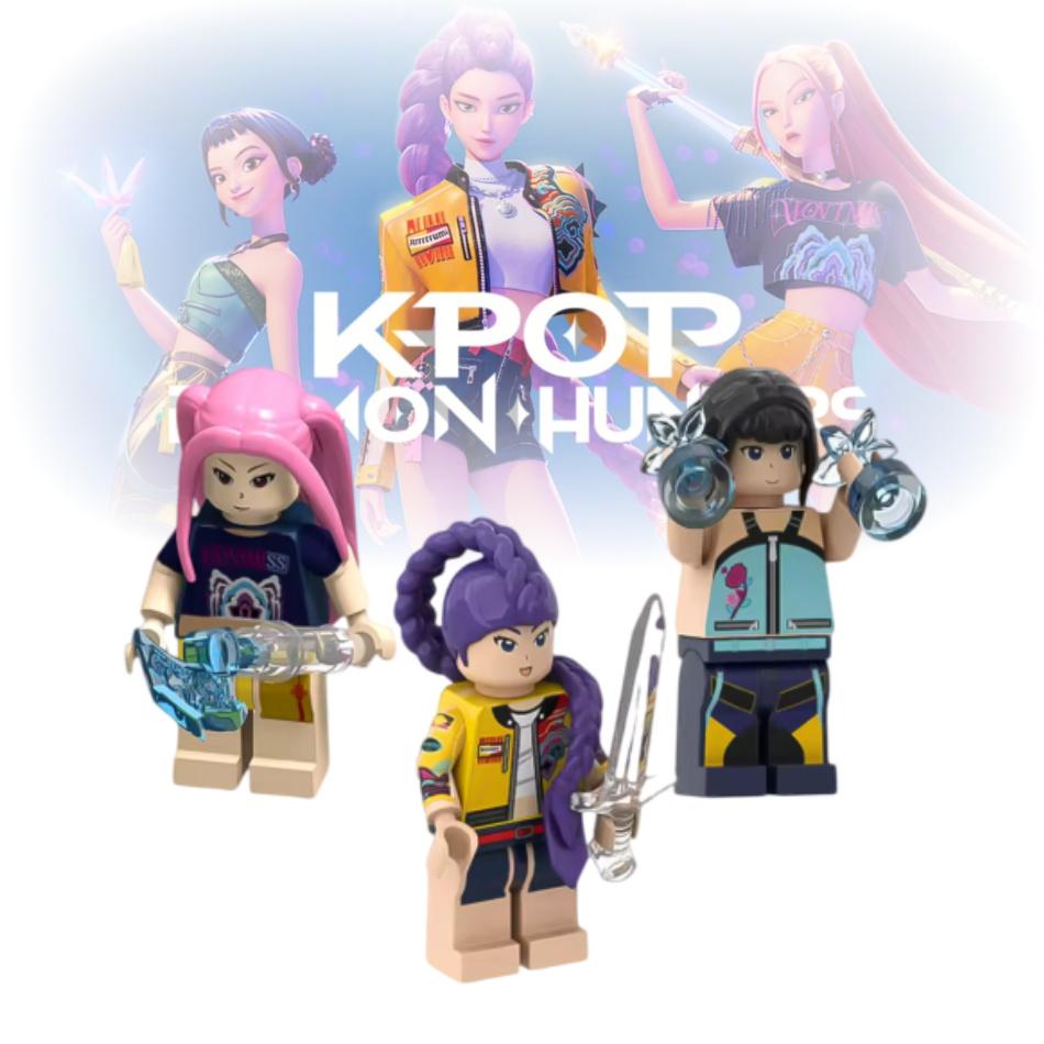 KPOP Demon Hunters Cartoon Doll Building Blocks Kawaii Mini Action Figure Head Assembly Toys Children's Educational Toy Gift