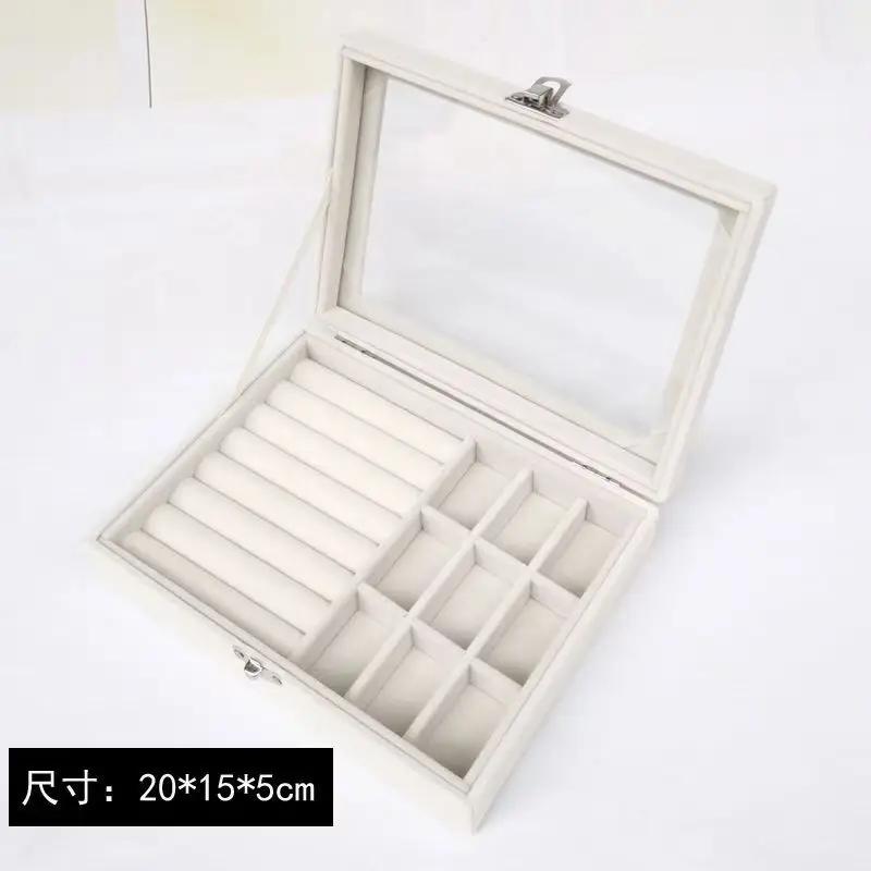 Flannelette Jewelry Box Velvet Glass Ring Earring Jewelry Display Organizer Box Tray Holder Storage Case Sorting Box