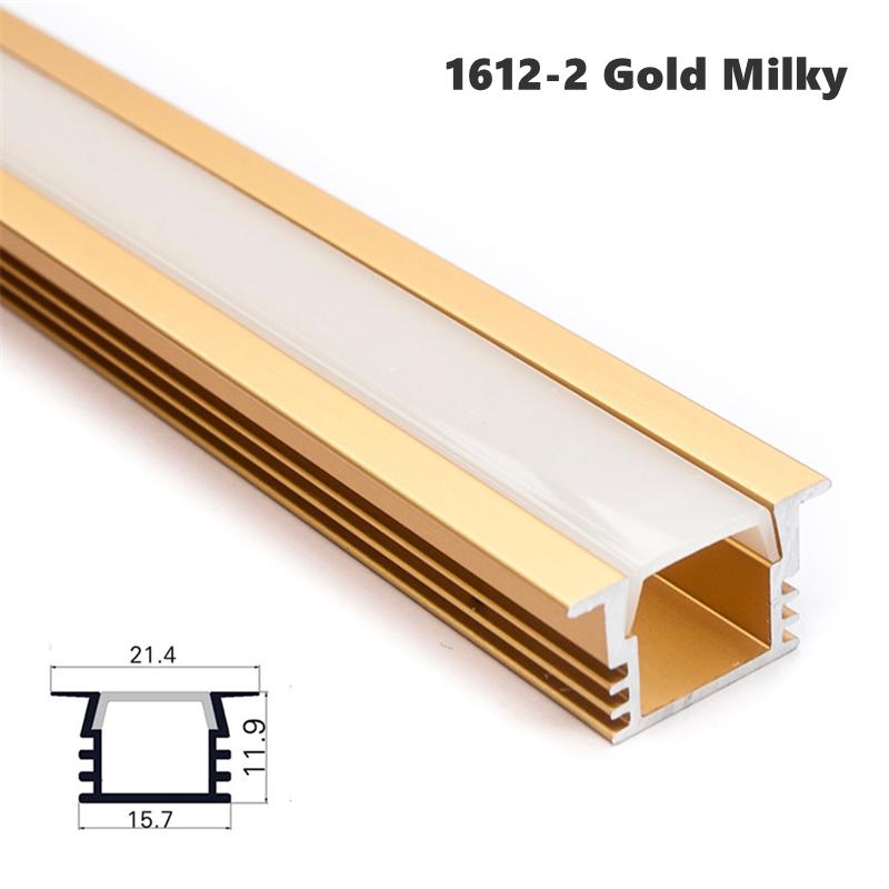 0.5m/1m 1612 LED Aluminum Profile YW Style Recessed Black Silver Channel Indoor Decoration Linear Strip Lights Cabinet Bar Lamp