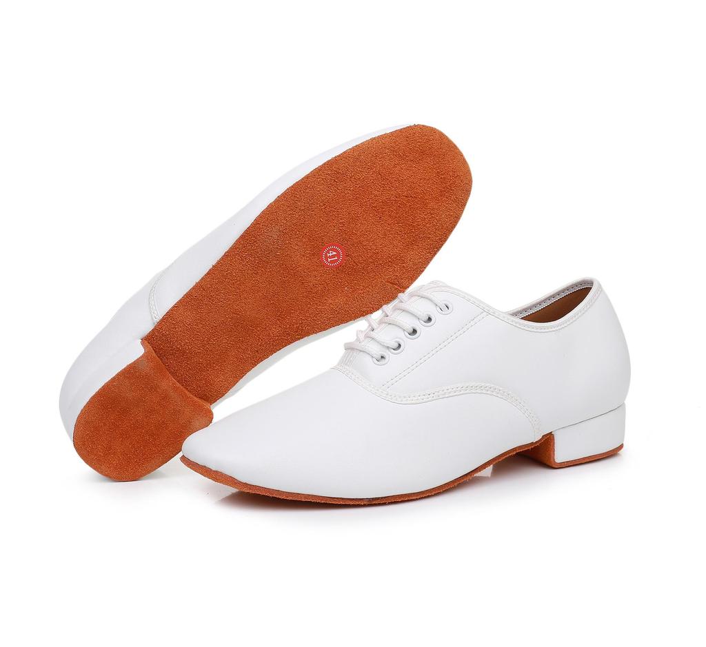Leather Men Modern Dance Shoes Soft Soled Dancing Shoes Low Heel Adult Boy's Latin Tango Ballroom Shoes