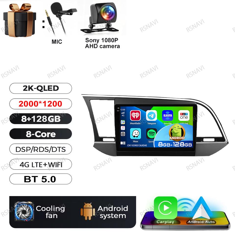 Car Radio Android 16 For Hyundai Elantra Avante AD 2015 ~ 2021 2019-2020 Stereo Qualcomm DSP BT Navigation Head Unit QLED DVD